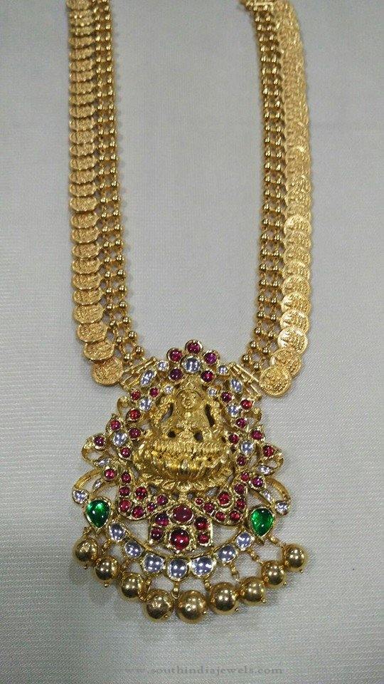 Gold Antique Kasumalai with Lakshmi Pendant