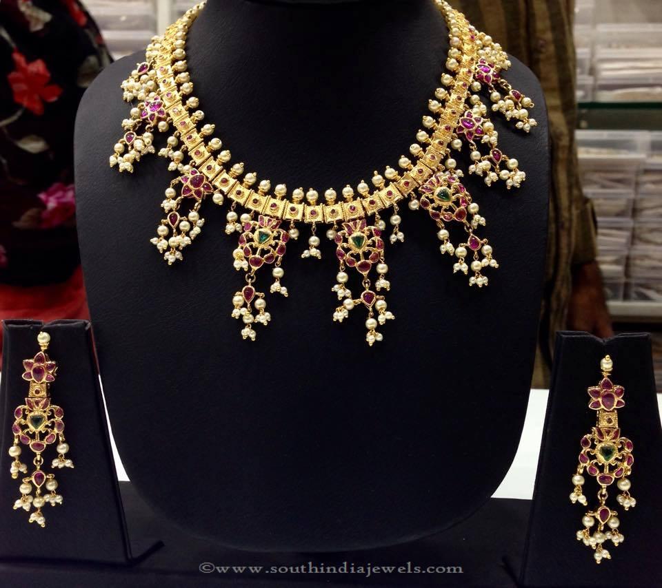 Gold Plated Guttapuslau necklace from Swarnakshi