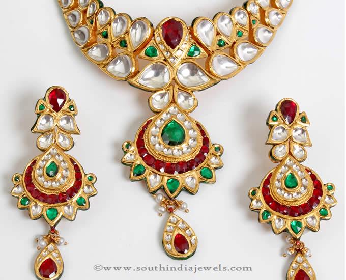 Gold Polki Necklace Set from PNG Adgil Jewellers