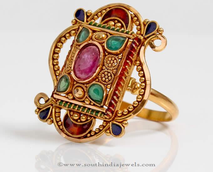 Gold Polki Statement Ring From PNG Adgil Jewellers