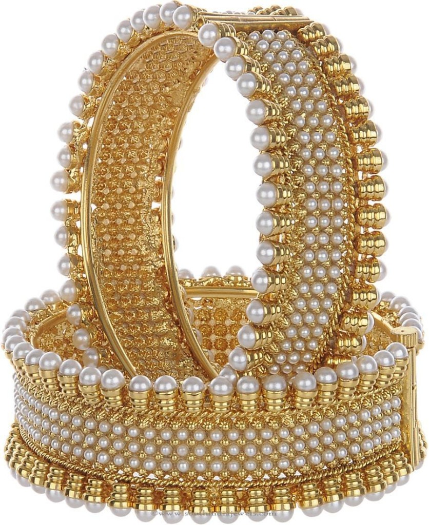 pearl bangle Designs South India Jewels