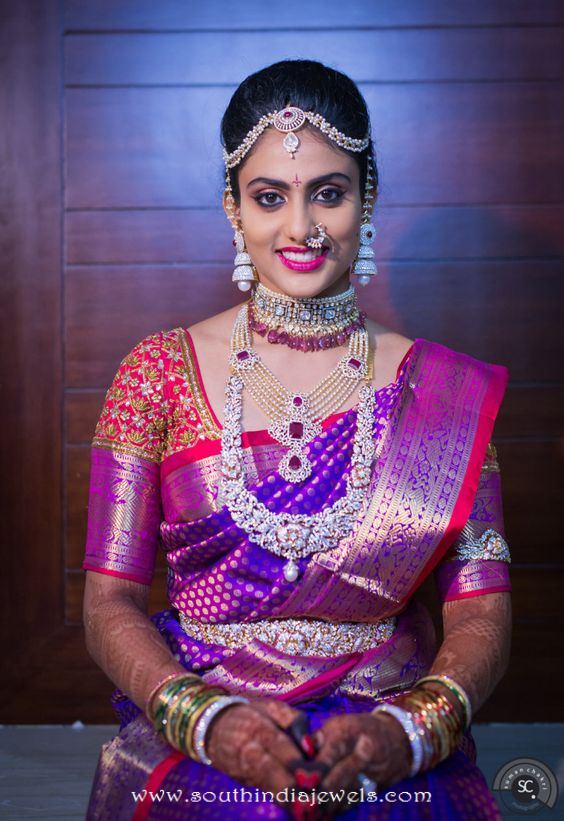 South Indian Bride with Diamond Jewellery