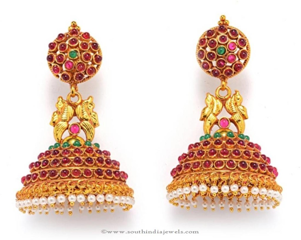 Antique Ruby Jhumka Earrings