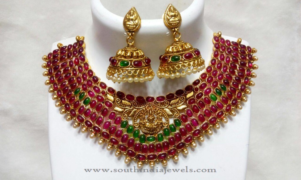 Artificial Kemp Necklace with Jhumka Earrings