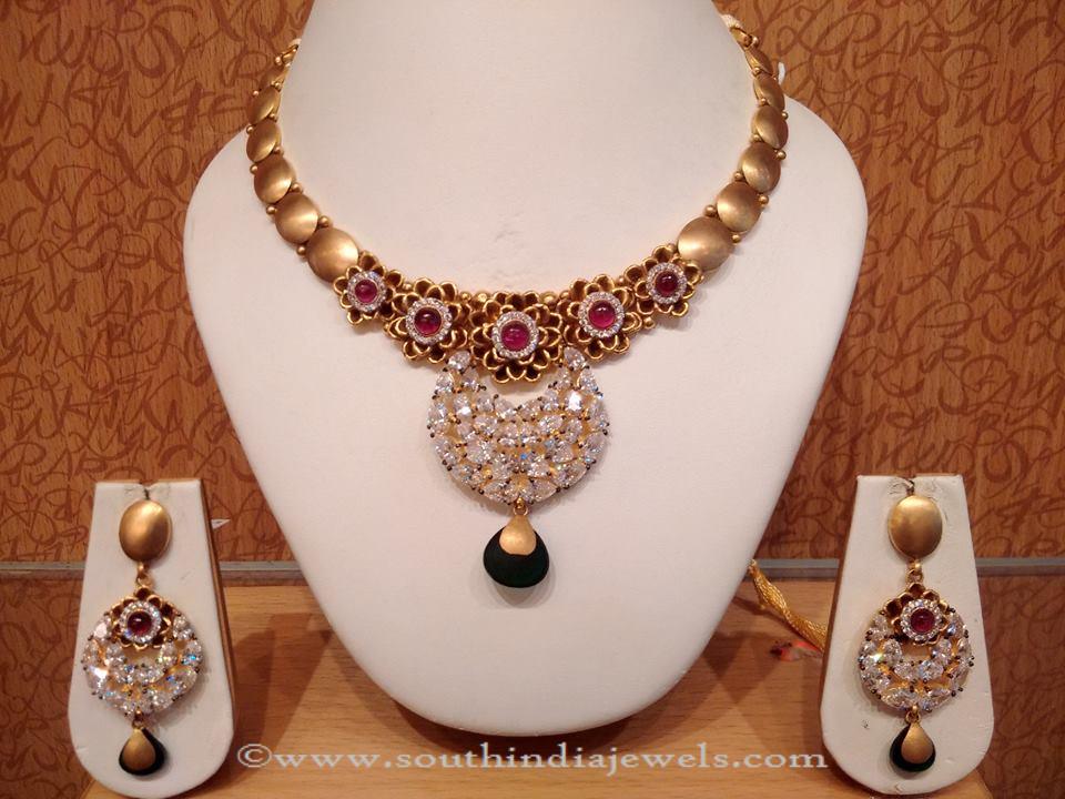 Designer Ruby Necklace Set with Earrings from NAJ