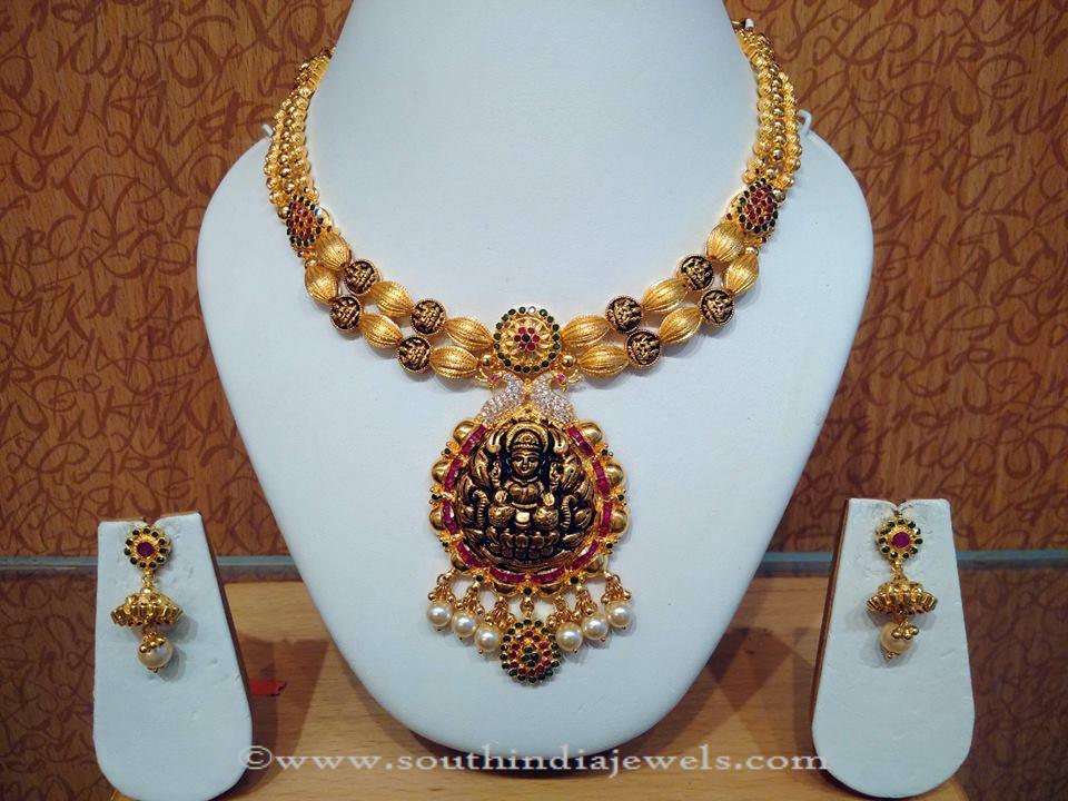 Gold Double Layer Nakshi Work Necklace
