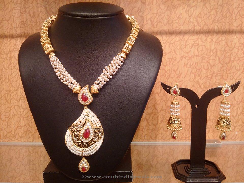 Designer Pearl Necklace with Jhumkas