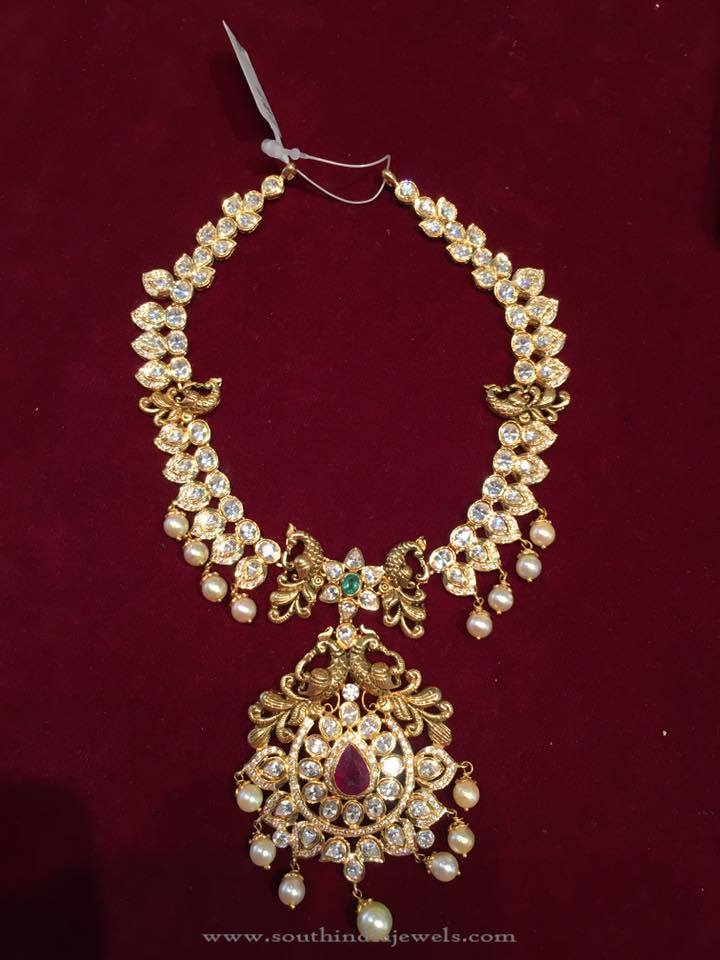 Gold Peacock Short Necklace Sets