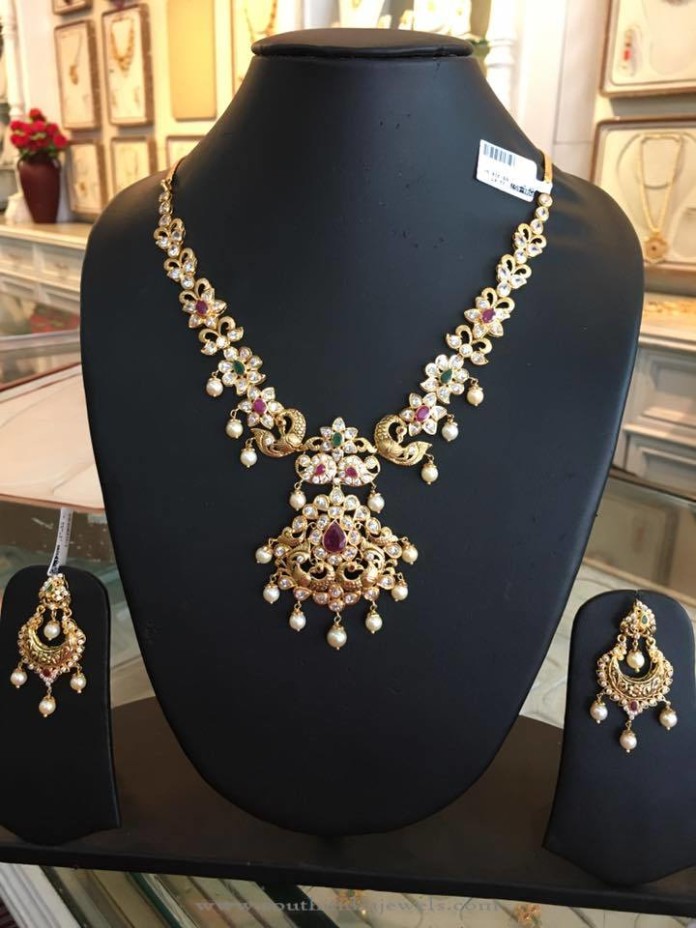 Gold Short Necklace From Bhavani Jewellers ~ South India Jewels