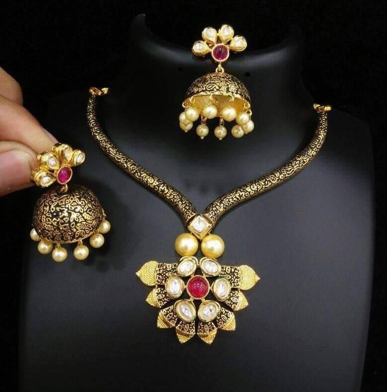 Designer Necklace with Jhumka