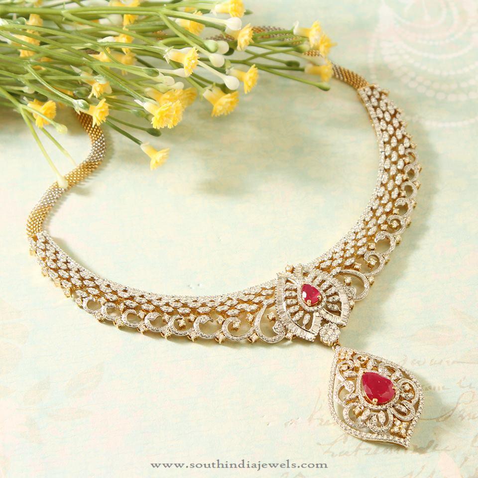 Classic Diamond Ruby Necklace from Manubhai