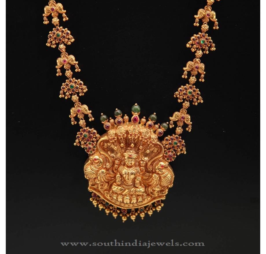 Gold Necklace with Lakshmi Dollar