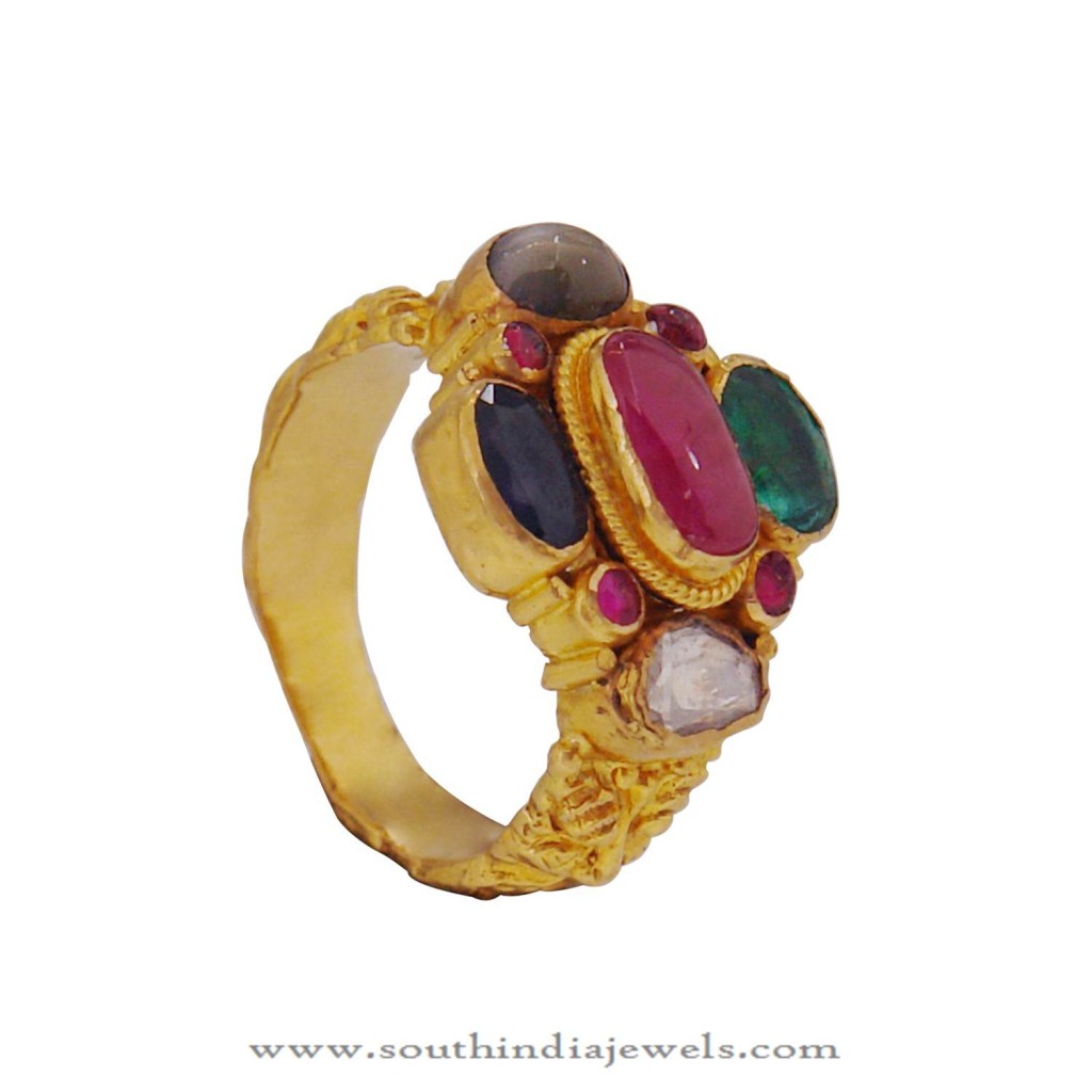 Gold Navarathna Ring Design From Prince Jewellery