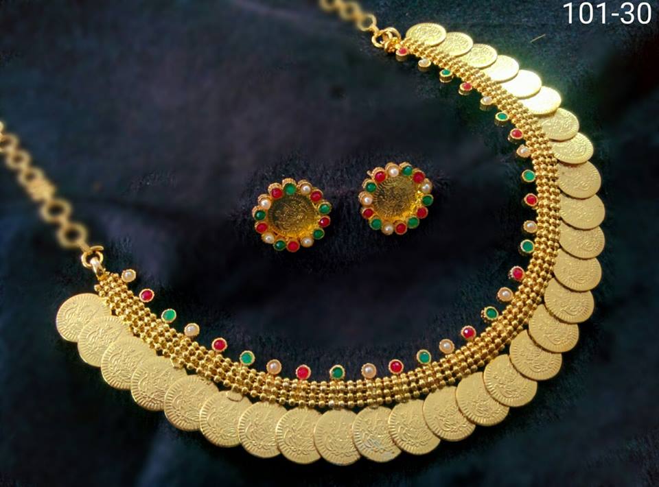 Gold Plated Coin Necklace from Temple Collections
