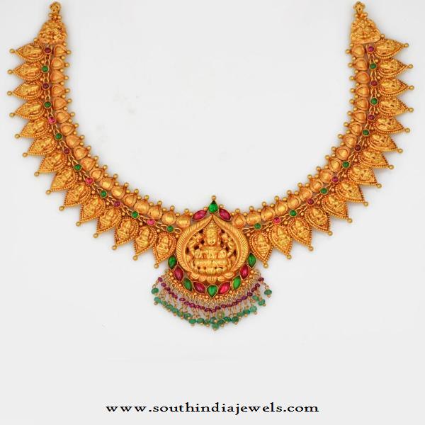 Gold Temple Jewellery Designs Lakshmi Necklace South India Jewels