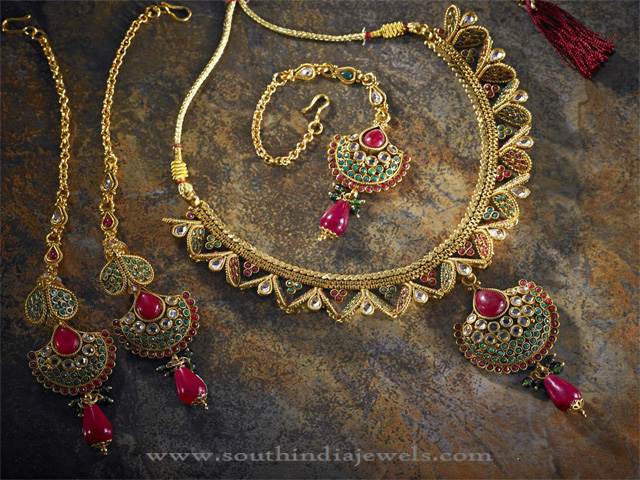 Ruby Necklace Set from Anjaneya Jewellery