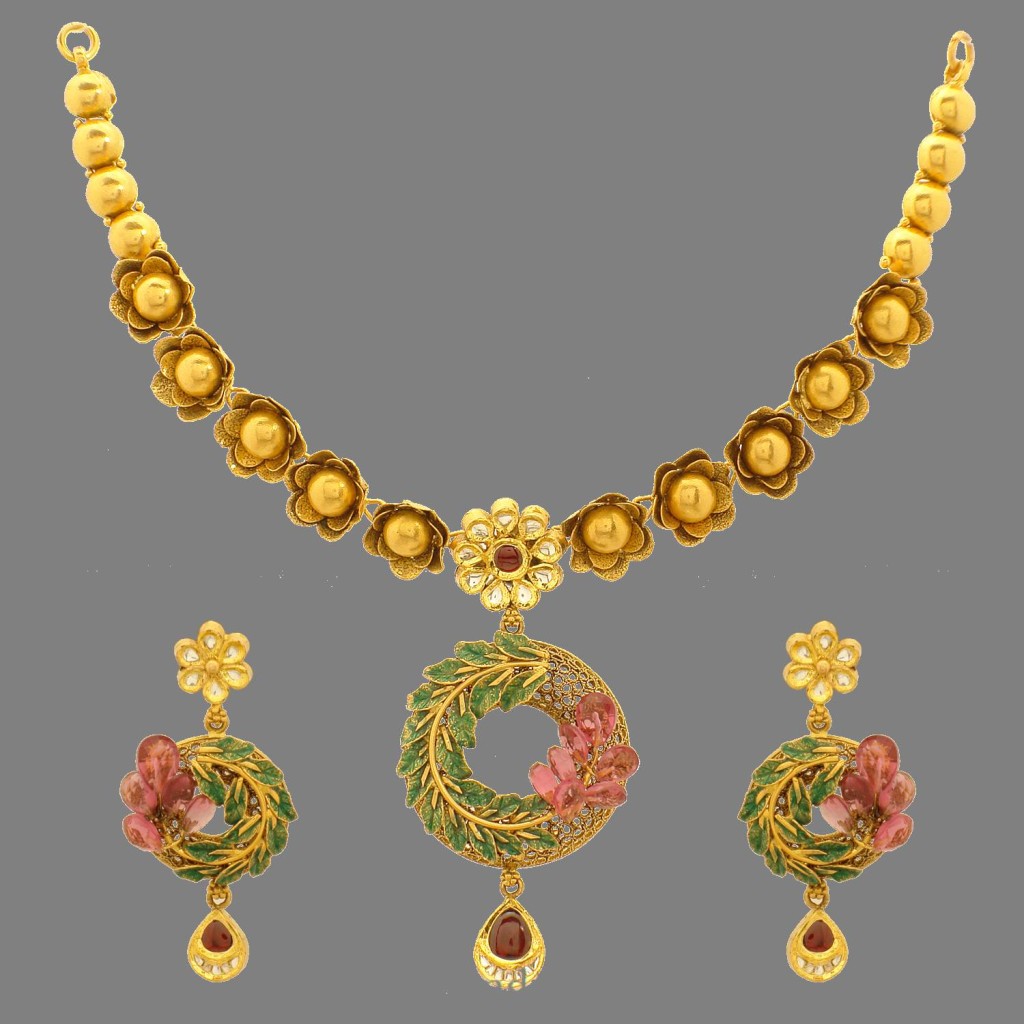 Indian Designer Floral Necklace set from Prince Jewellery