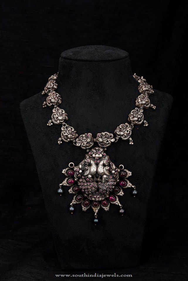 Silver Peacock Necklace Design