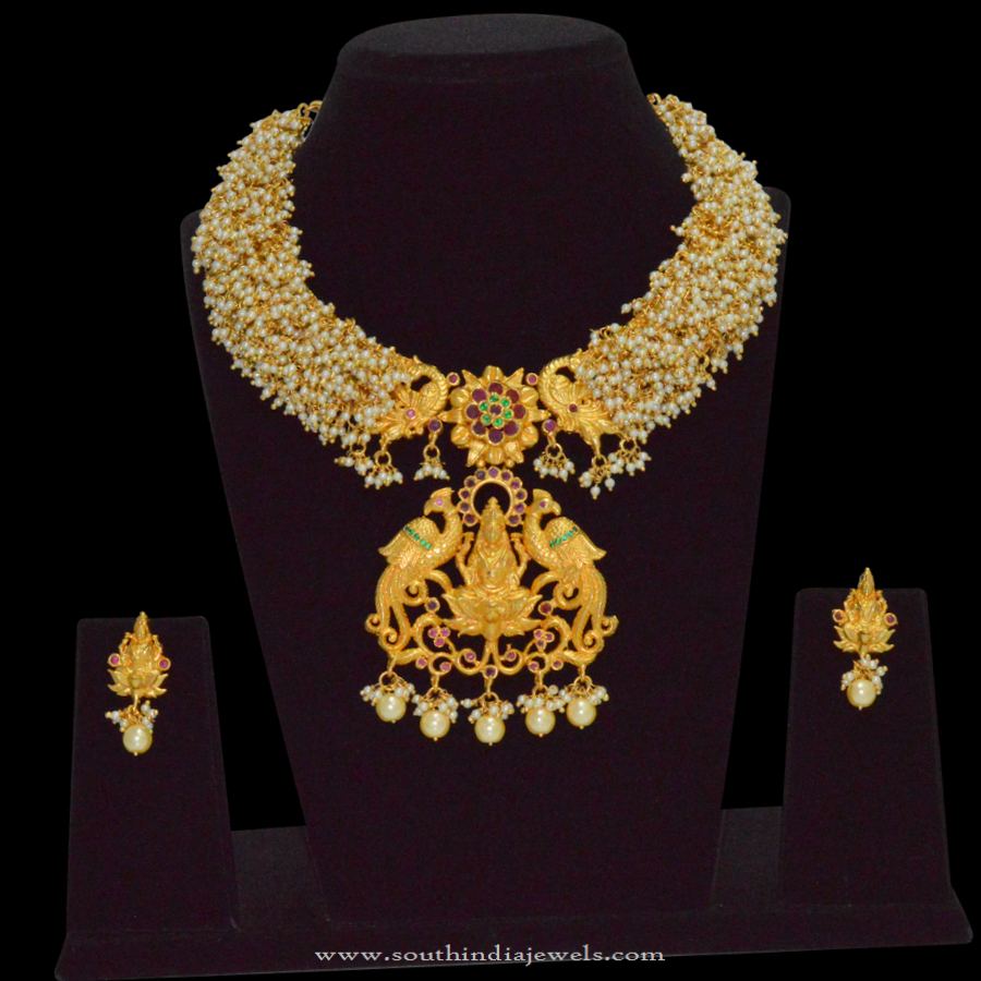 1 Gram Gold Pearl Temple Necklace