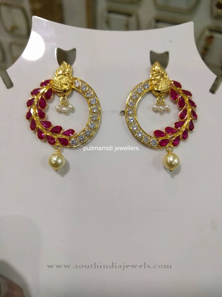 Gold Designer Ruby Earrings