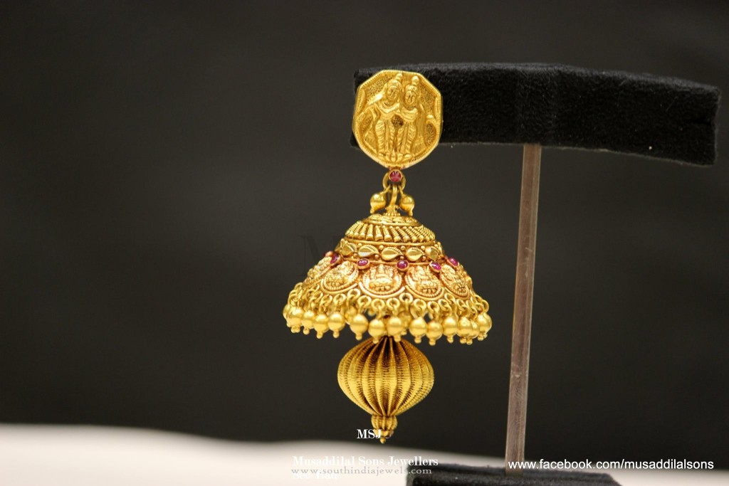 Gold Antique Coin Jhumka 