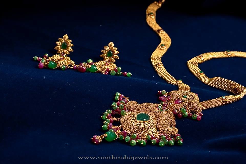 Gold Bridal Haram and Earrings