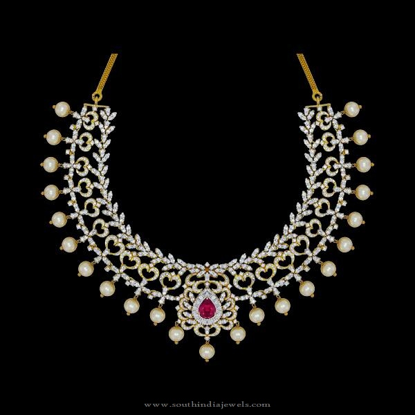 Designer Diamond Pearl Necklace