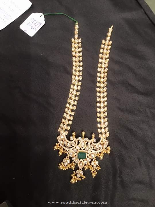 Hyderabad Style Gold Long Stone Necklace