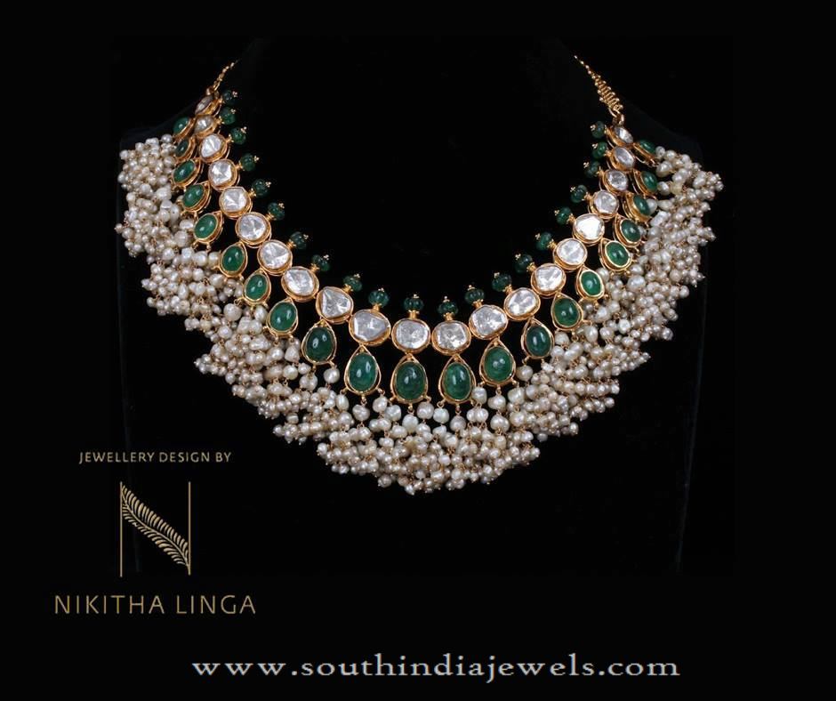 North Indian Style Gold Pearl Necklace