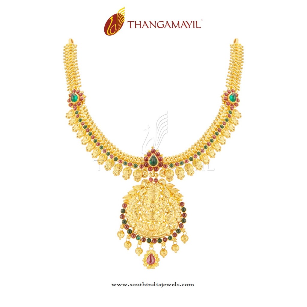 Gold Antique Temple Necklace from Thangamayil