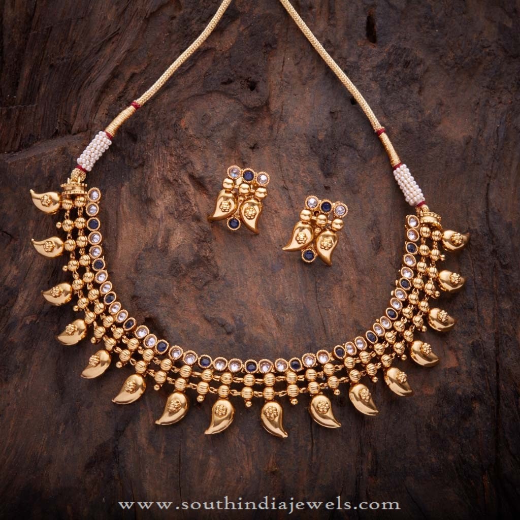 Gold Plated Antique Necklace and Earstud