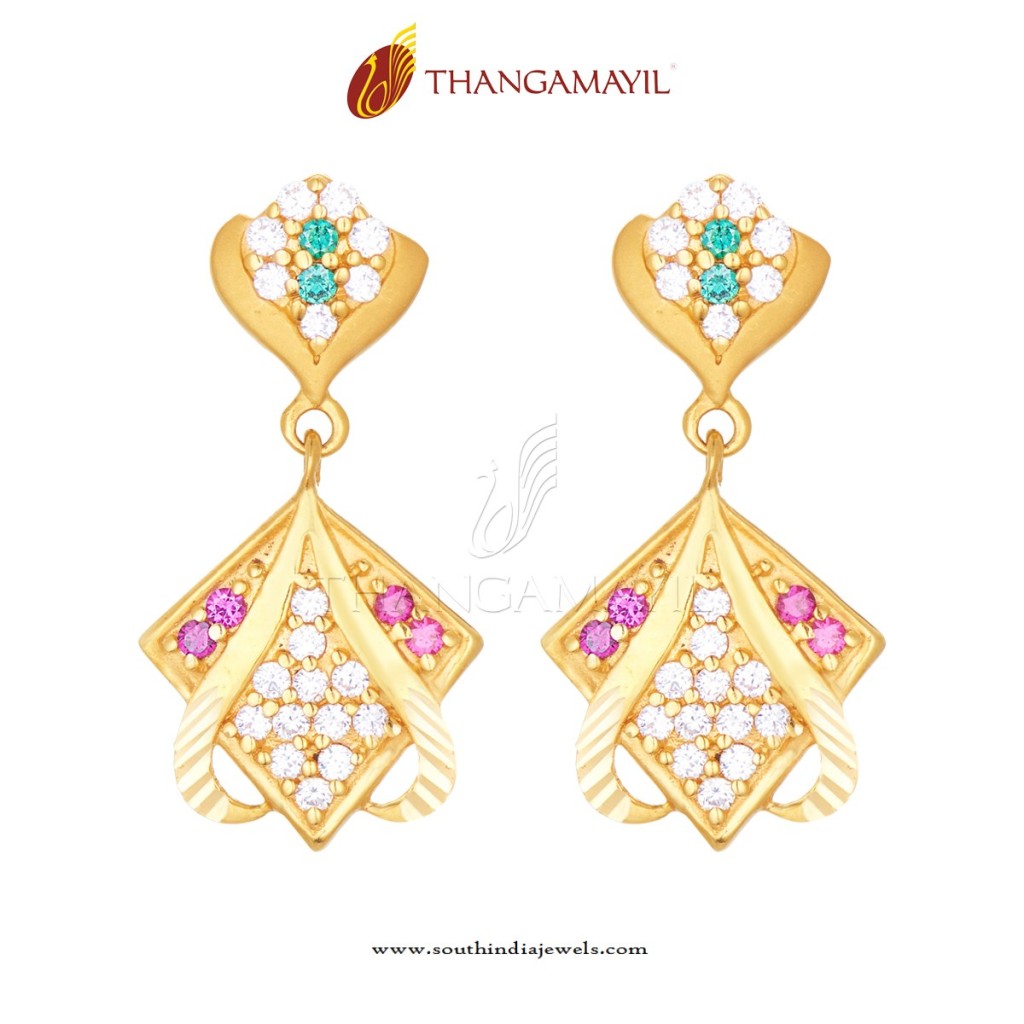 Gold Stone Earrings from Thangamayil Jewellery