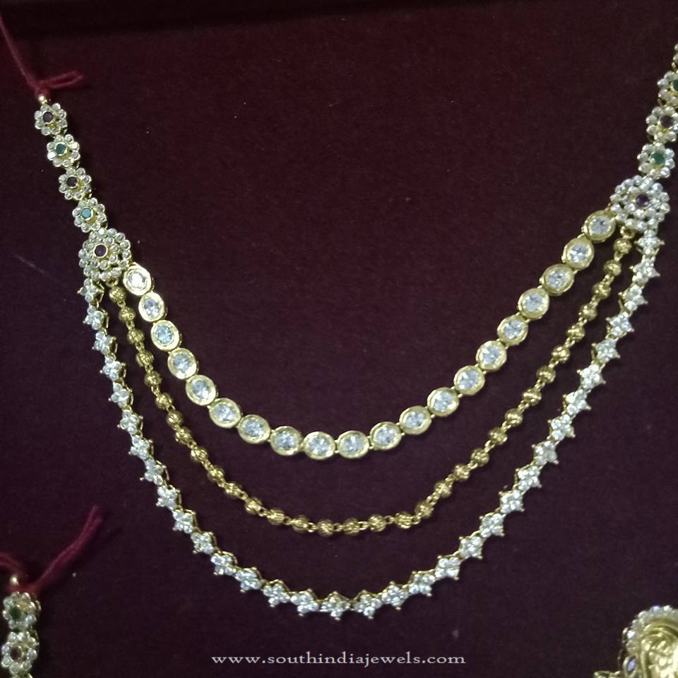 Multilayer Gold White Stone Necklace Set