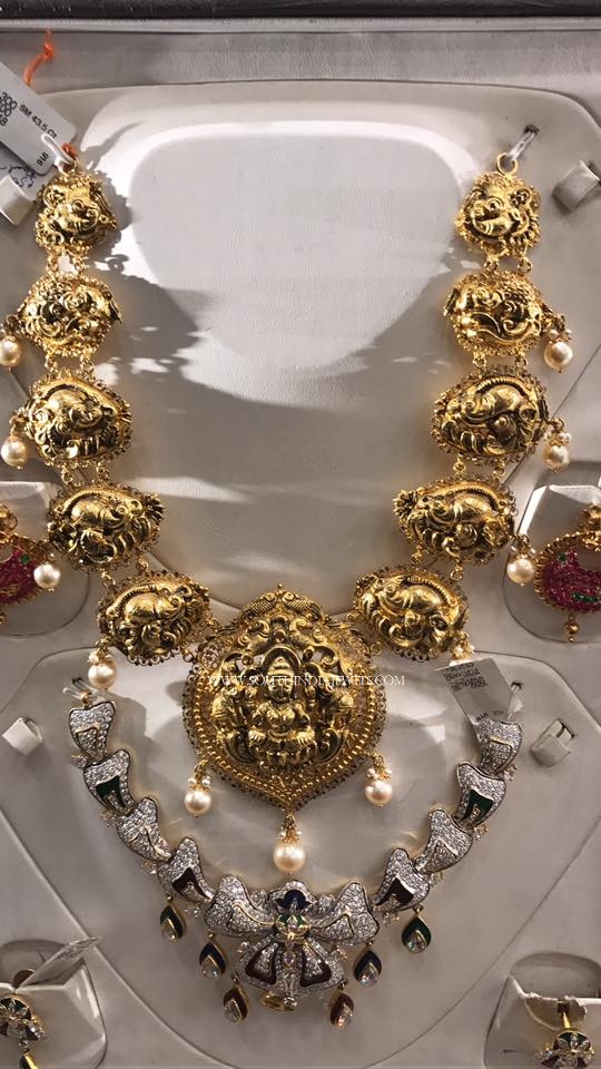 22K Gold Short Lakshmi Necklace 