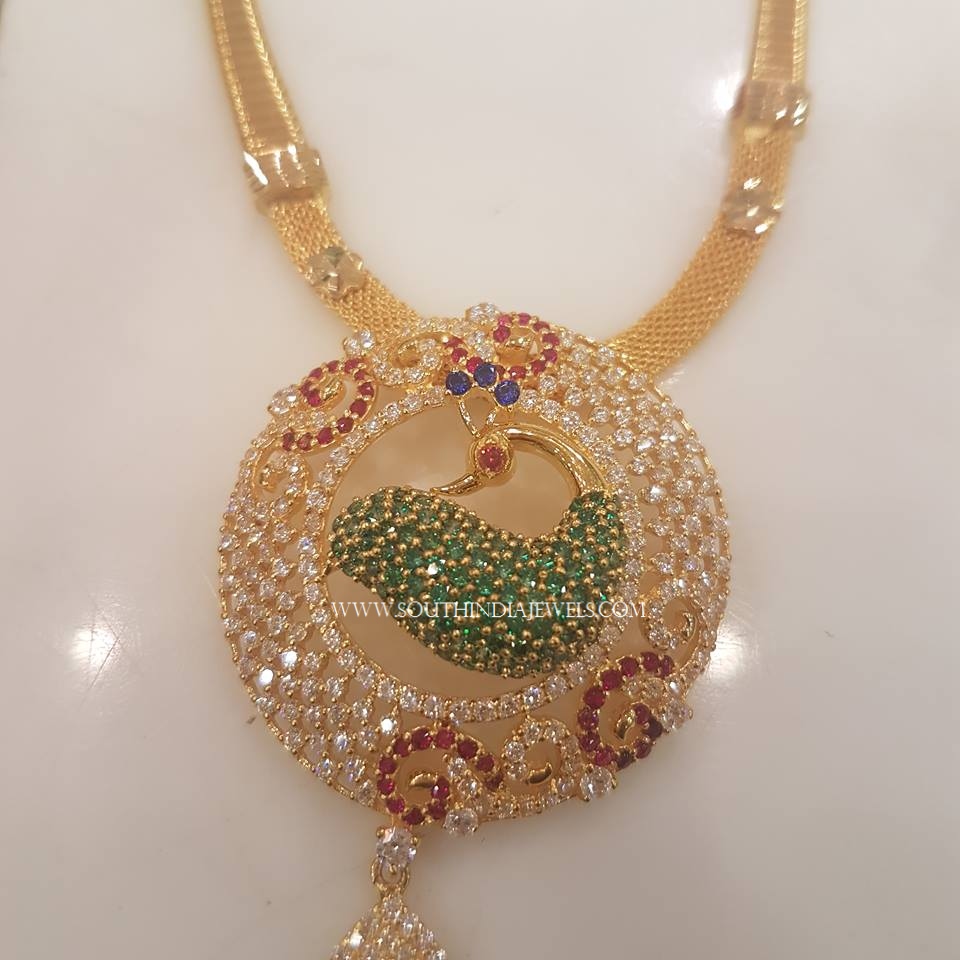 Short CZ Stone Gold Necklace Design