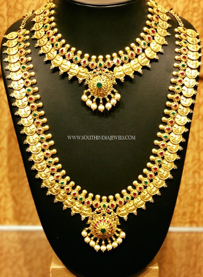 Bridal Gold Coin Necklace Set ~ South India Jewels