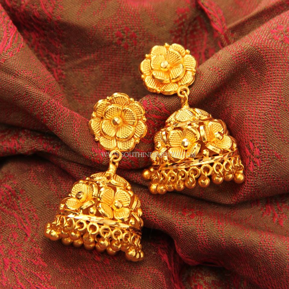 Simple Gold Floral Jhumkas