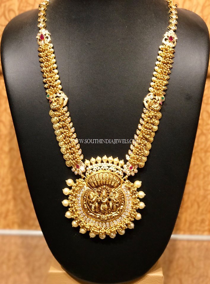 Traditional Gold Haram With Nakshi Work