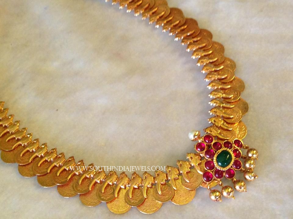 Antique Coin Necklace With Ruby Pendant