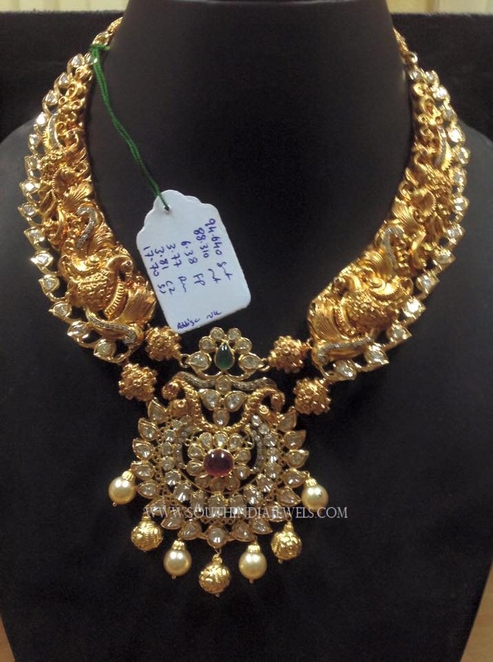 Gold Antique Peacock Necklace 