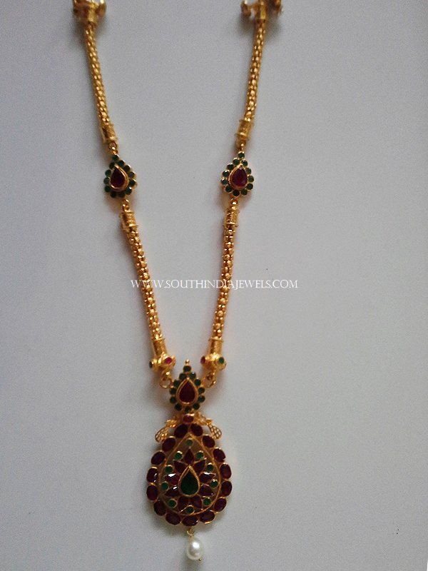 Gold Ruby Chain Necklace