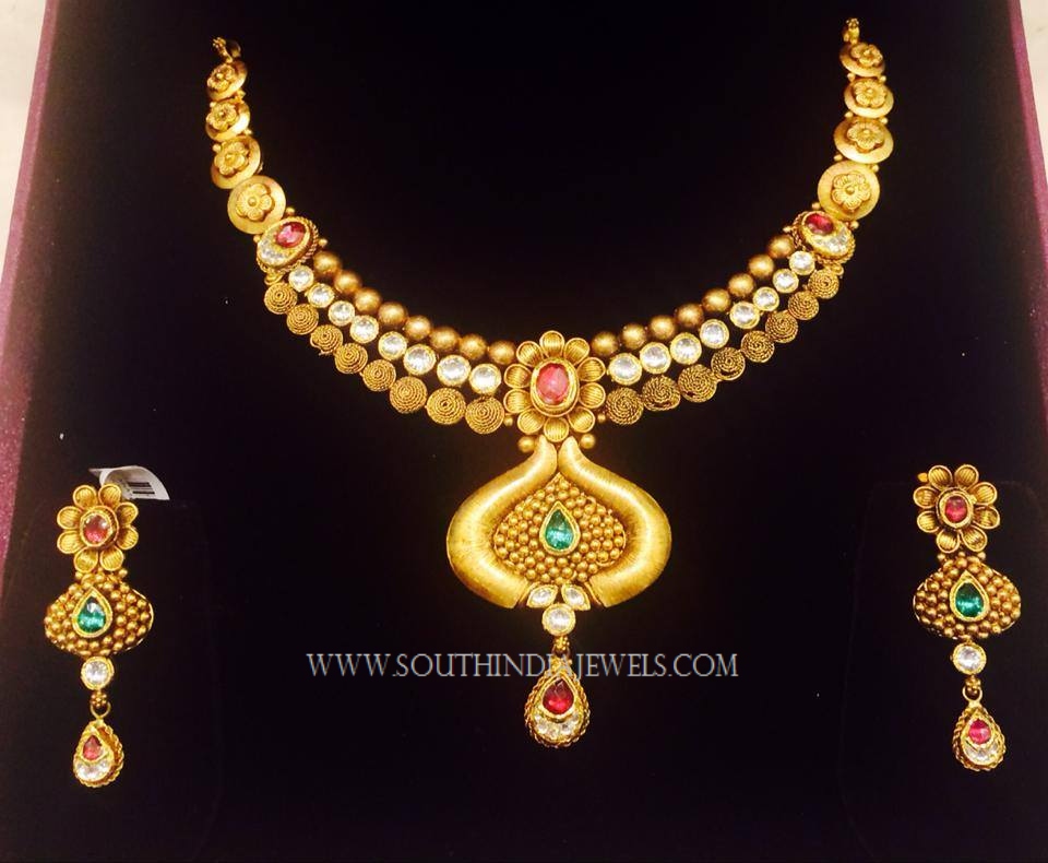 Gold Necklace Set From K.N Jewellers