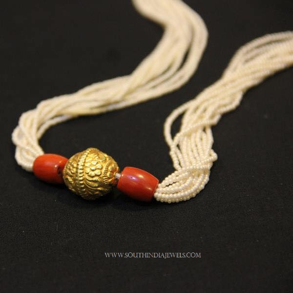 Silver Gold Plated Pearl Coral Mala