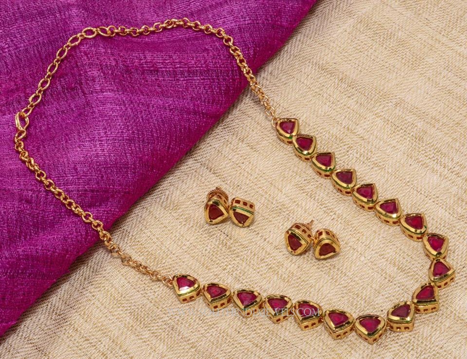 Red Stone Necklace Set and Ear Studs