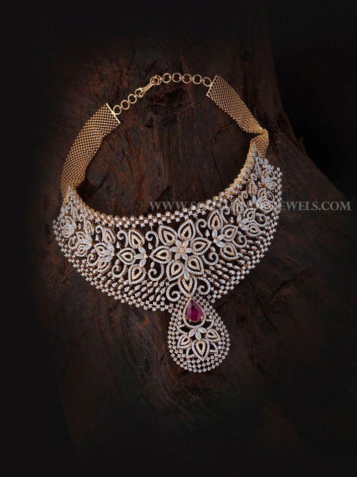 Diamond Choker Necklace From Aabushan Jewellery