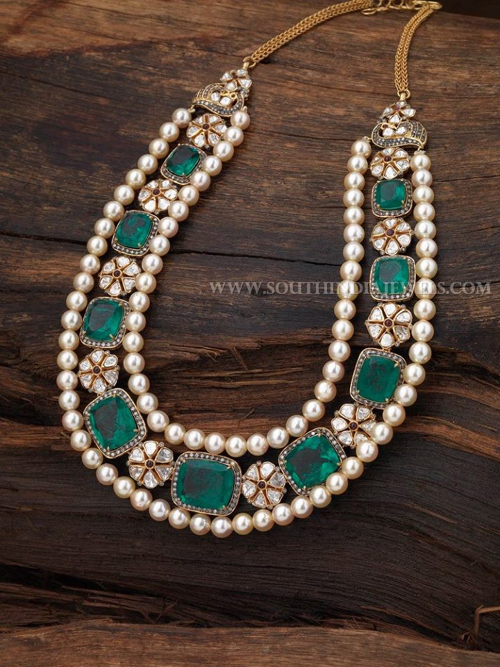Gold Pearl Diamond Necklace With Price