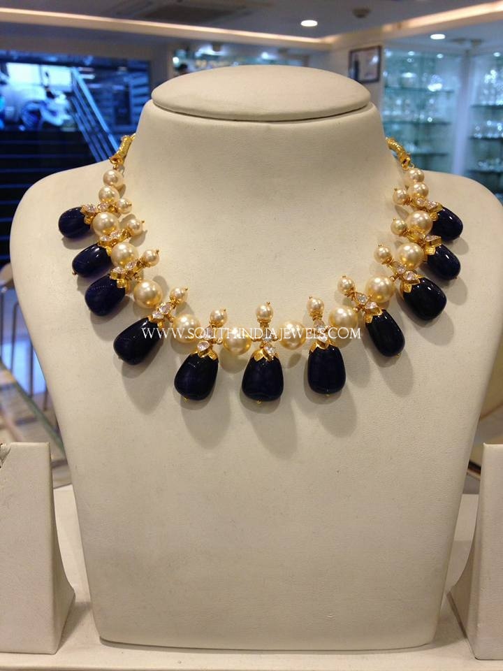 Gold Pearl Gemstone Necklace