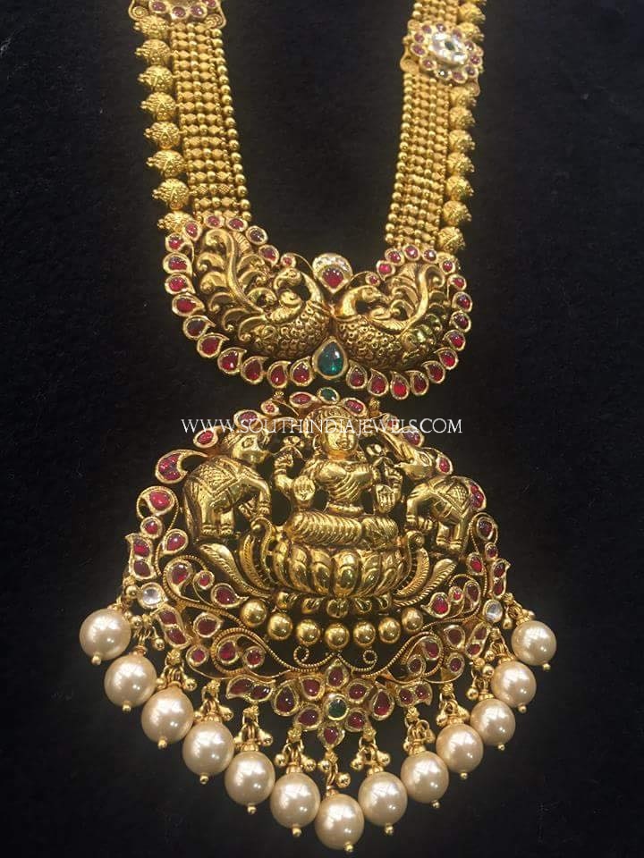 Nakshi Work Gold Lakshmi Necklace
