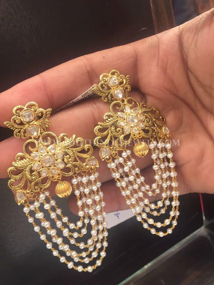 27 Grams Gold Pearl Earring Design