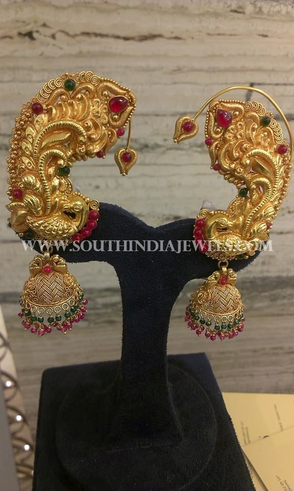 Gold Jhumka With Ear Cuff
